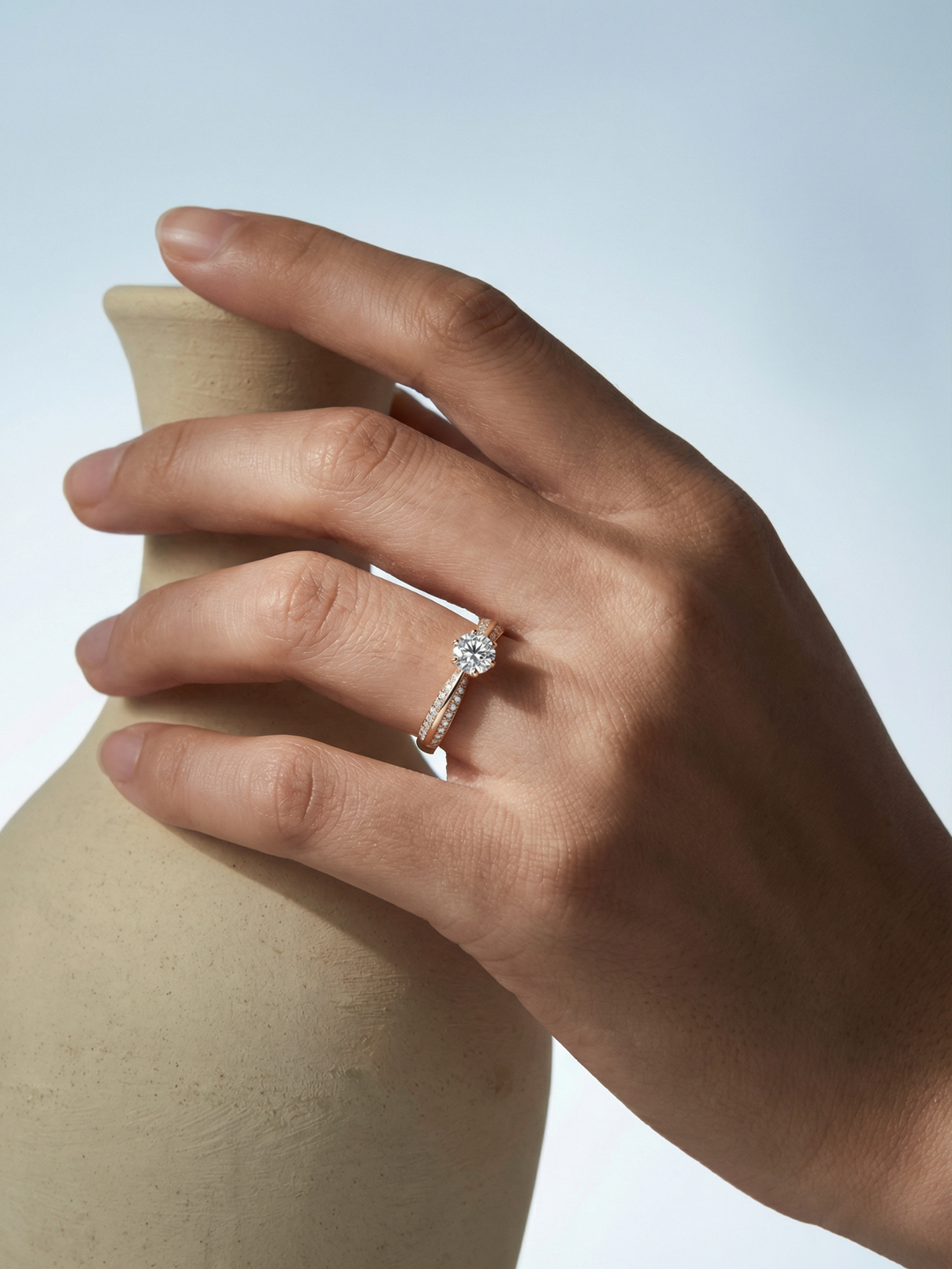 Adjustable & Stackable - Bridge Engagement Ring - 925 Sterling Silver & Moissanite