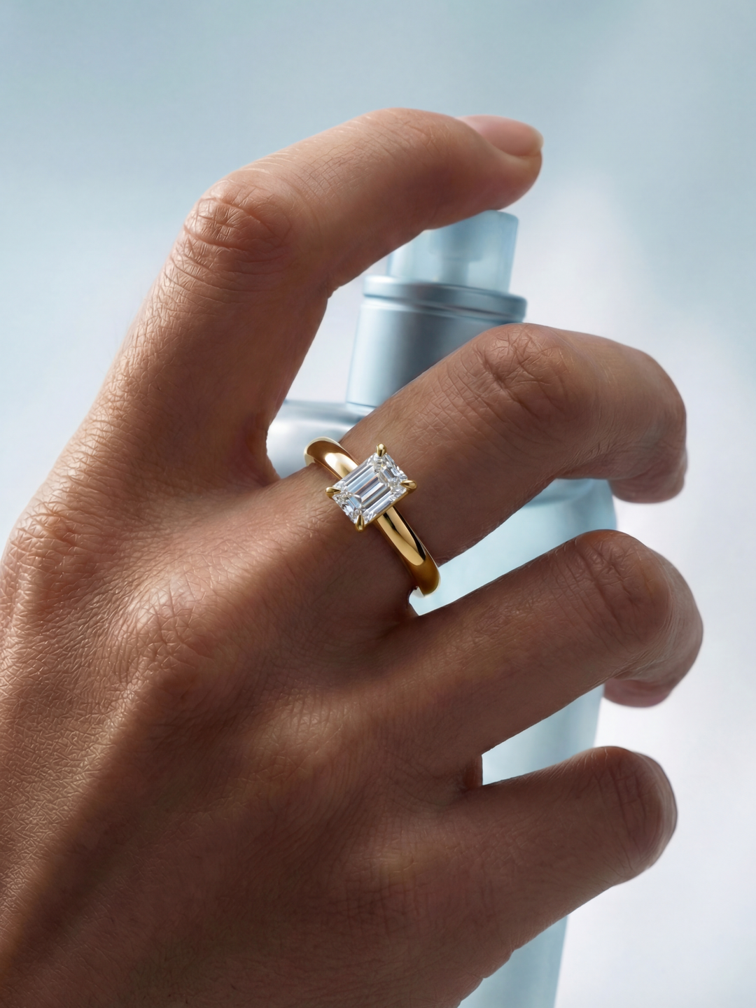 Adjustable & Stackable - Elise Engagement Ring - 925 Sterling Silver & Moissanite