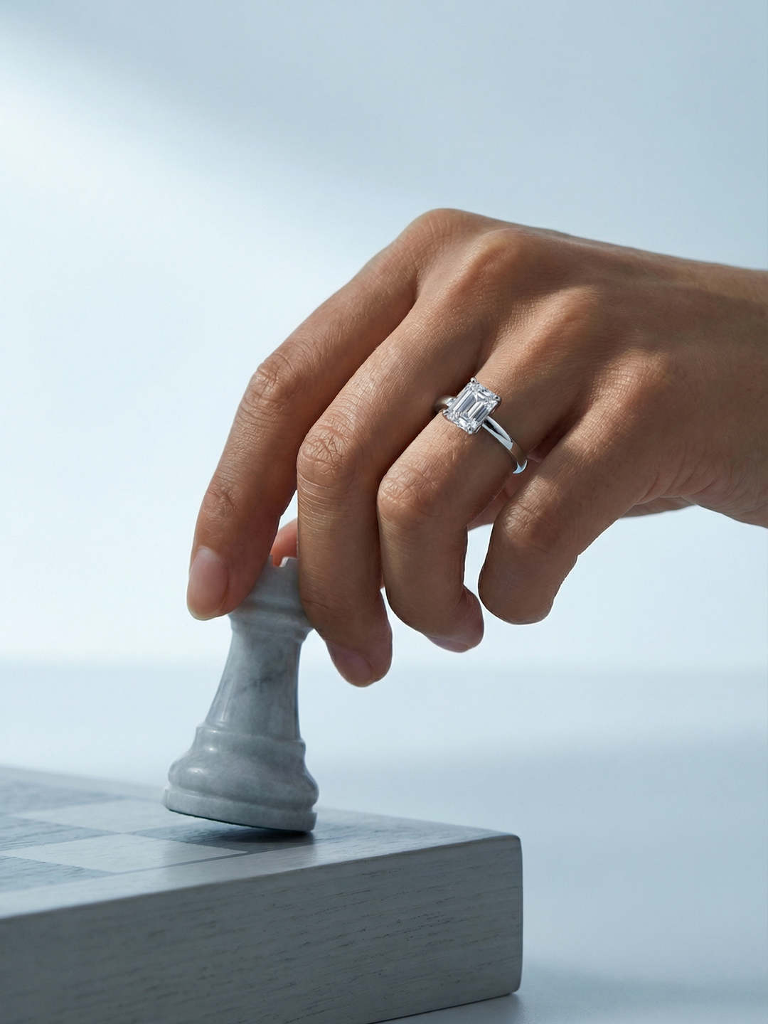 Adjustable & Stackable - Elise Engagement Ring - 925 Sterling Silver & Moissanite