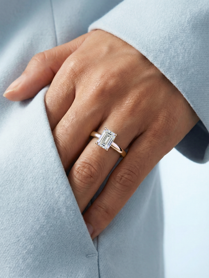 Adjustable & Stackable - Elise Engagement Ring - 925 Sterling Silver & Moissanite