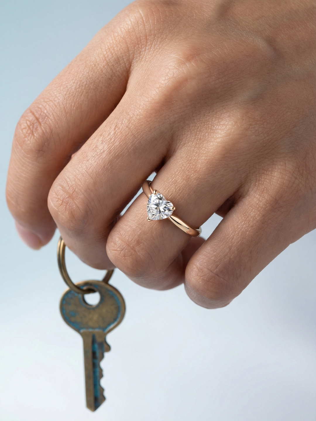 Adjustable & Stackable - Heartling Engagement Ring - 925 Sterling Silver & Moissanite