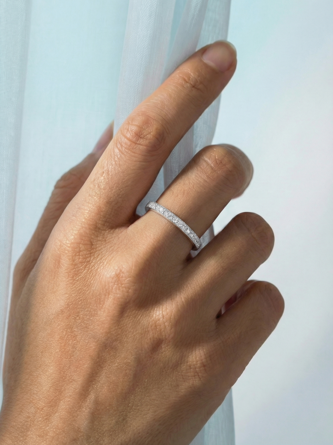 Adjustable & Stackable - Starlet Engagement Ring - 925 Sterling Silver & Moissanite