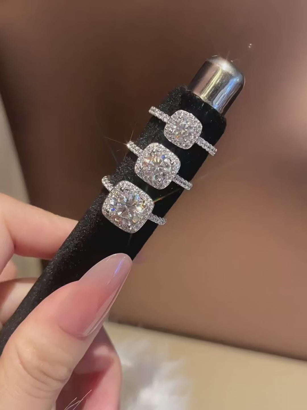 Moissanite Halo Pavé Ring