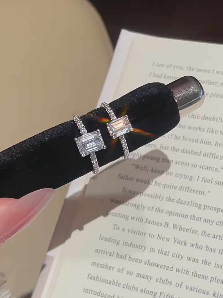 Moissanite Emerald Pavé Ring